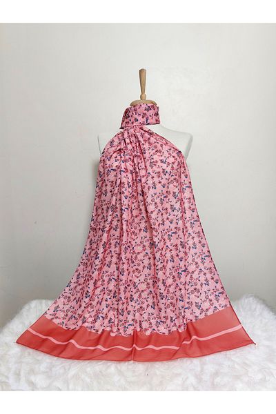 REMOMODA Patterned Chiffon Shawl Floral Model