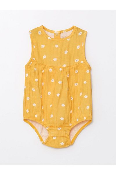 LC Waikiki Sari Crew Neck Short Sleeve Floral Snap Bodysuit