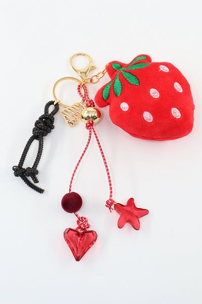 KEEBA Multi Keychain Bag Ornament Charm. Car Mirror Ornament. Keychain Strawberry Star Heart Rope Ball Bag Charm