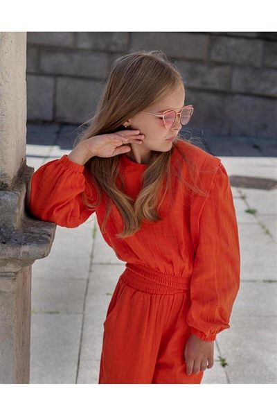Marka Sensin Kids Girl's Long Sleeve Padded Blouse Trousers 2-Piece Set