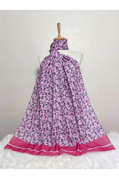 REMOMODA Patterned Chiffon Shawl Floral Model
