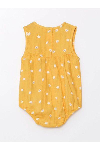LC Waikiki Sari Crew Neck Short Sleeve Floral Snap Bodysuit