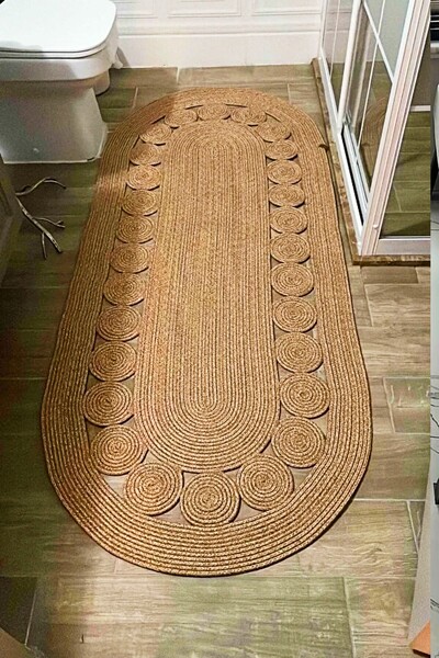 BHR Creative Jüt Oval Kilim Mutfak Banyo Kilim Halı Salon Oturma Odası Balkon...