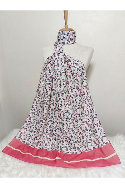 REMOMODA Patterned Chiffon Shawl Floral Model