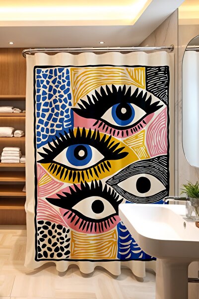 EVPANYA Bathroom Curtain, Eyelashes Eyes Patterned Shower Curtain, Bathtub Cu...
