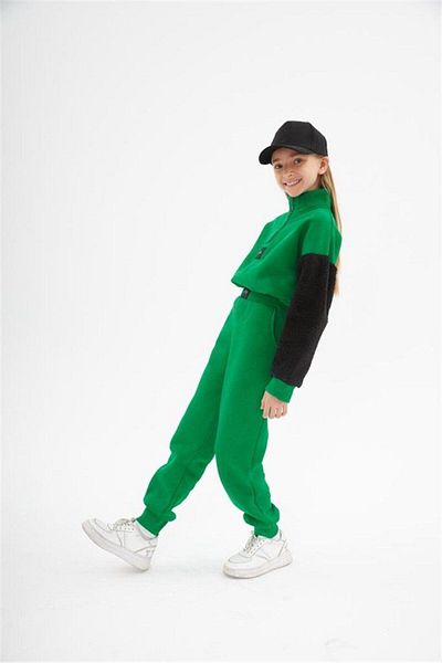 Marka Sensin Kids Girl's Zippered Stand Collar Sweatshirt Tracksuit Set