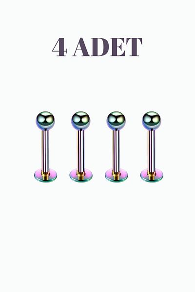 Blisse Piercing 4Pcs Surgical Steel Tragus Labret Helix Cartilage Lip Medusa Piercing Set