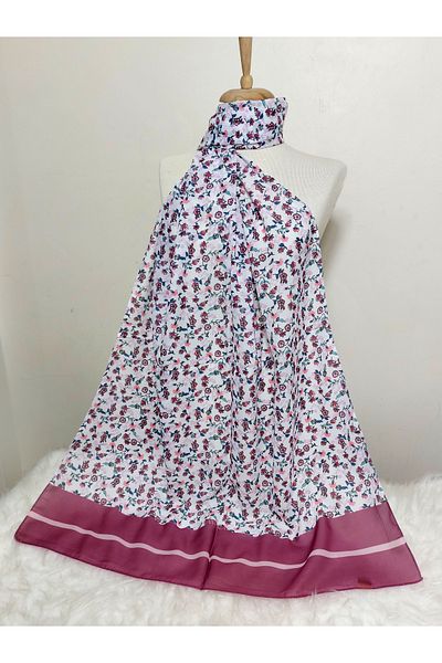 REMOMODA Patterned Chiffon Shawl Floral Model