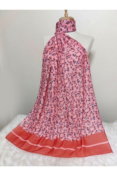 REMOMODA Patterned Chiffon Shawl Floral Model