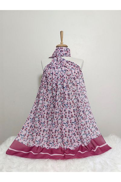 REMOMODA Patterned Chiffon Shawl Floral Model