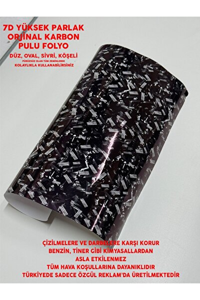ÖZGÜL REKLAM Yüksek Parlak Orijinal Karbon Fiber Folyo / 7D Karbon Fiber Folyo / Karbon Pulu Folyo 50x25 CM