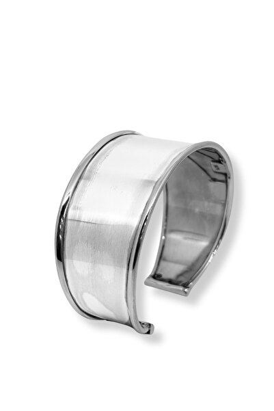 oya silver Düz Parlak Ayarlanabilir Kalın Gümüş Bilezik – Model 3