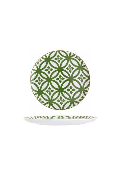 ASTERA Porland Morocco Pattern1 Green Flat Plate 20cm Rustic Green Single