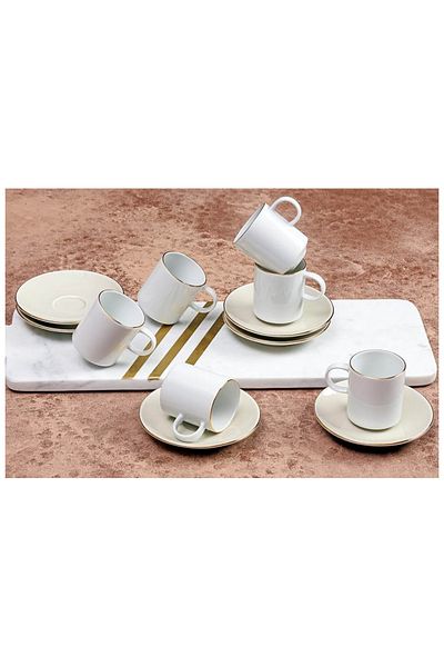 ASTERA Porland Gold Gilding&Beige Coffee Set for 6 People 90Cc