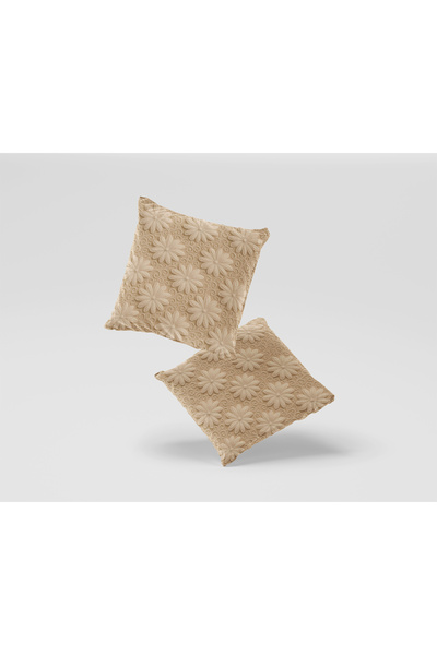Ahsen Dekoratif 🍁   3D Knitted Patterned Digital Printed Velvet Throw Pillow Cover 43X43 - Hidden Zipper, Stain Resistant