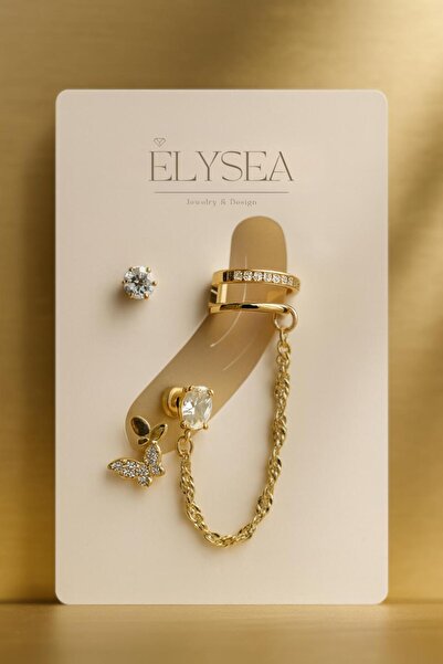 Elysea Jewelry & Design Celestia Koleksiyonu Elegant Şık Küpe Kombini