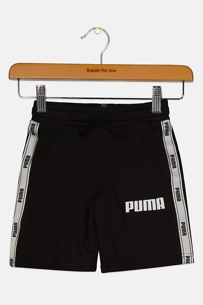 Puma شورت بشعار العلامة التجارية للأولاد الصغار، أسود