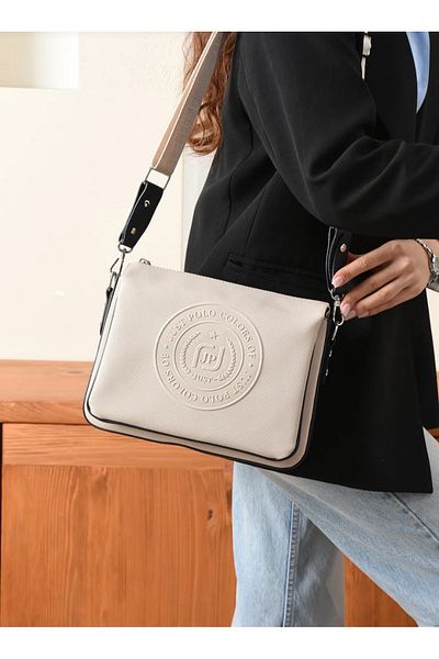 Just Polo Multi Compartment Model Textured Fabric 6 Compartment Women's Crossbody, Shoulder Bag (Size 27×20cm)