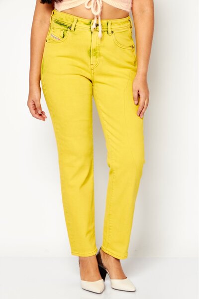 Diesel Women Slim Fit Washed Denim Jeans, Yellow