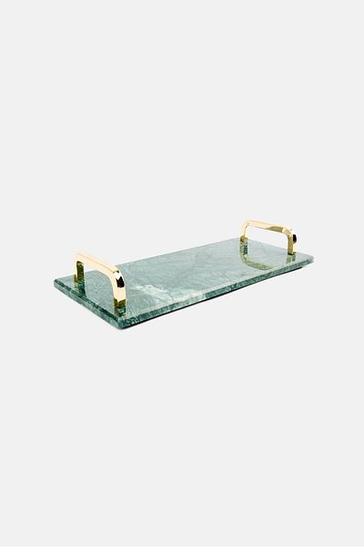 Catherine Malandrino Natural Marble Serving Tray 35 L x 15 W x 5 H cm, Green