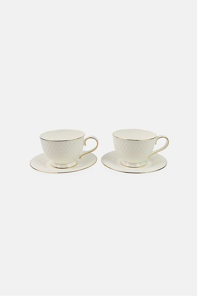 Fissman 2pcs Noemi Series Cups With Saucer Sets 300ml, White
