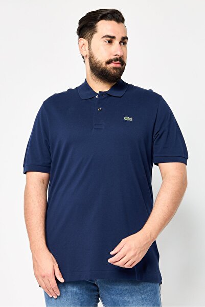 Lacoste قميص بولو رجالي بقصّة عادية وأكمام قصيرة وشعار العلامة التجارية، أزرق...