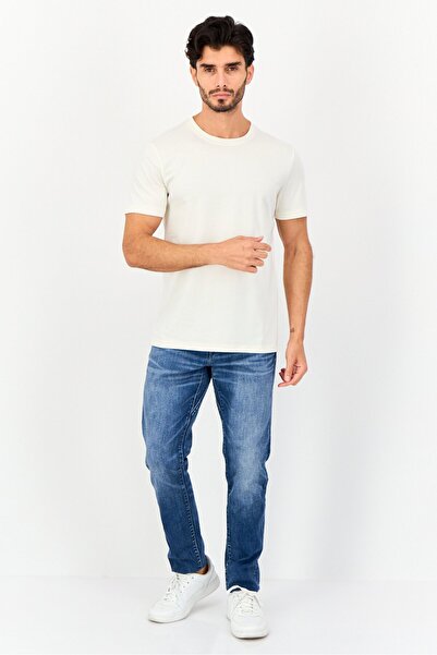 Vince Camuto Men Crew Neck Short Sleeve Plain T-Shirt, Light Beige