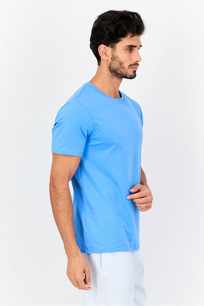 Vince Camuto Men Crew Neck Short Sleeve Plain T-Shirt, Light Blue