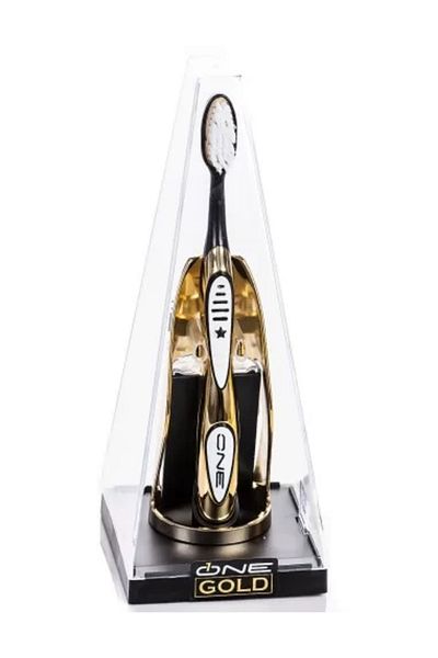 One Gold Toothbrush Plated with 24K Gold, 3 White Refills, Limited Edition