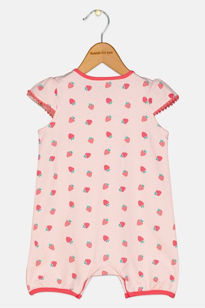 Dp Am Toddlers Girl Strawberry Print Overall Sleepwear, Pink