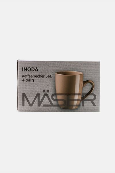 Maser 4 Pieces Coffee Mug 420ml, Brown