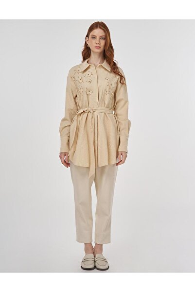 Kayra Belted Seersucker Tunic Light Yellow