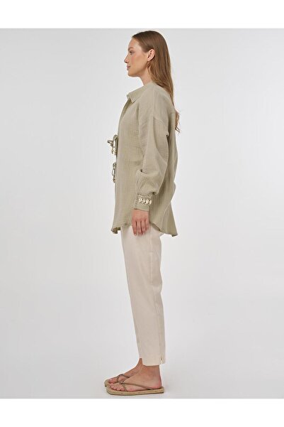 Kayra Bağcıklı Müslin Tunik Küf Yeşili