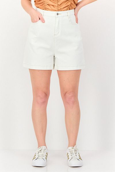 Giordano Women Solid Denim Shorts, White