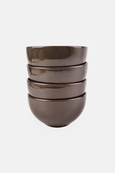 Maser 4 Pieces Round Bowl, Grey