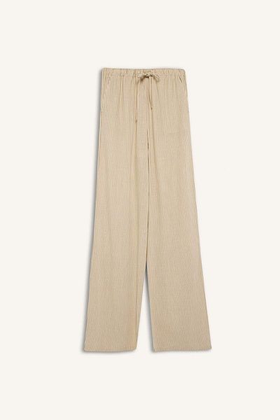 DeFacto Wide Leg Double Pocket Elastic Waist Standard Length Linen Blend Trousers E1994Ax25Sm