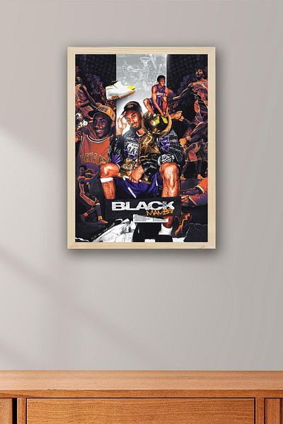Saturn Pictură înrămată Kobe Bryant - Poster NBA Black Mamba
