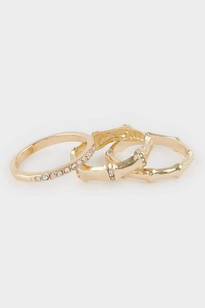 DeFacto Women's 4-Piece Gold Ring F4040Axns