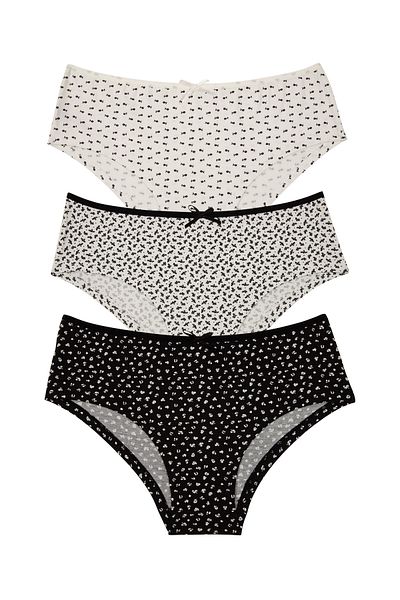 SUWEN 3-Piece Patterned Hipster Panties