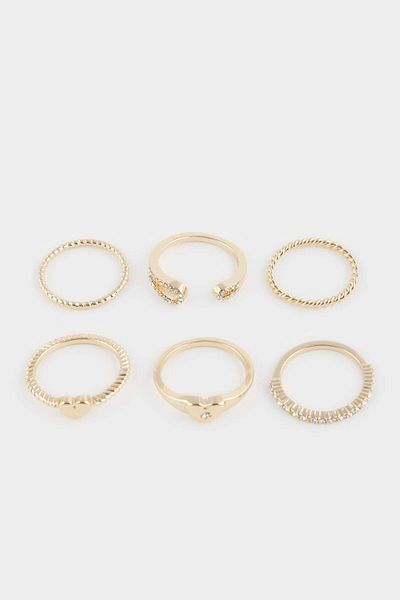 DeFacto Women's 6-Piece Gold Ring F5948Axns
