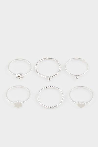 DeFacto Women's 7-Piece Silver Ring F5949Axns