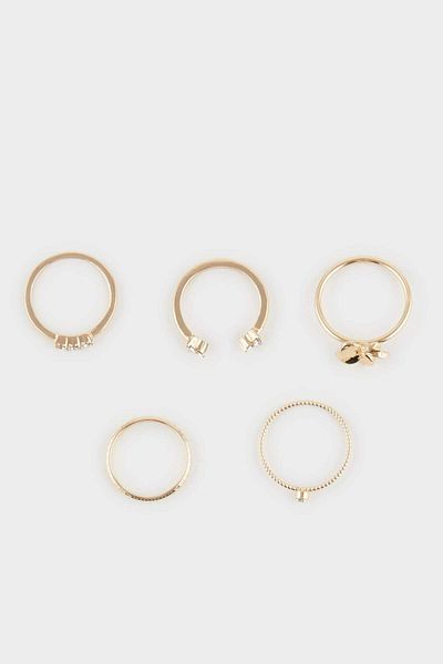 DeFacto Women's 5-Piece Gold Ring F0883Axns