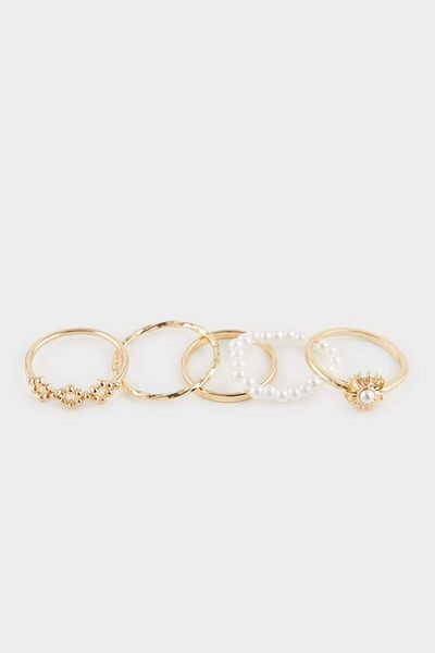 DeFacto Women's 5-Piece Gold Ring F0882Axns
