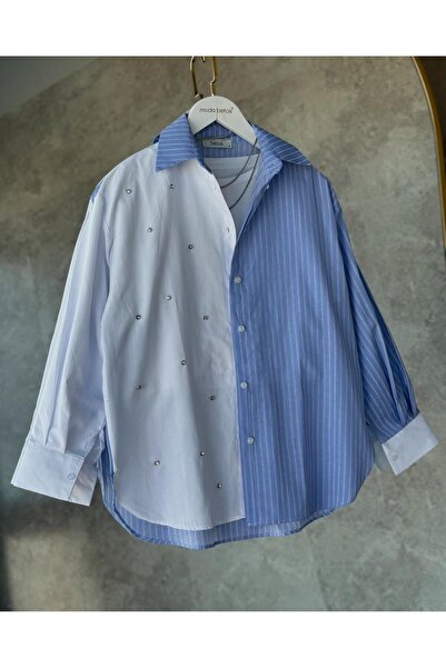 MİLATEXTİLEE GENİŞ KALIP TAŞLI GÖMLEK