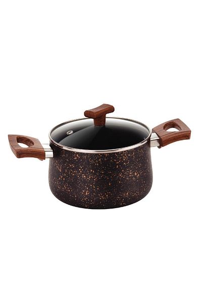 Chefline Non-Stick Cooking Pot, 24 cm Durable Aluminum Pot with Lid for Healthy, Oil-Free Cooking