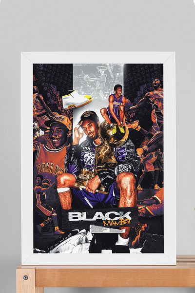 Saturn Pictură înrămată Kobe Bryant - Poster NBA Black Mamba