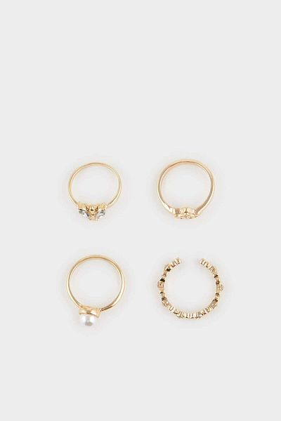DeFacto Women's 4-Piece Gold Ring F1326Axns