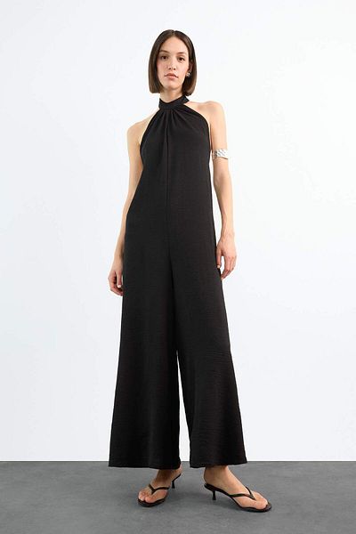 DeFacto Halter Neck Wide Leg Long Jumpsuit F8206Ax25Sm