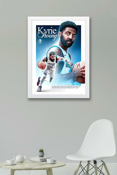 Saturn Kyrie Irving Framed Painting - Dallas Mavericks Nba Poster Painting