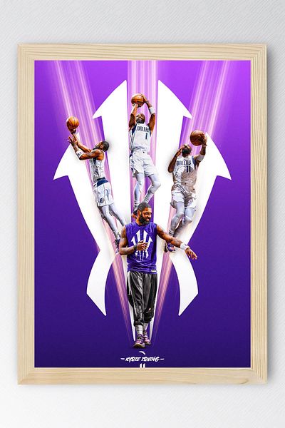 Saturn Kyrie Irving Framed Painting - Dallas Mavericks Nba Poster Painting